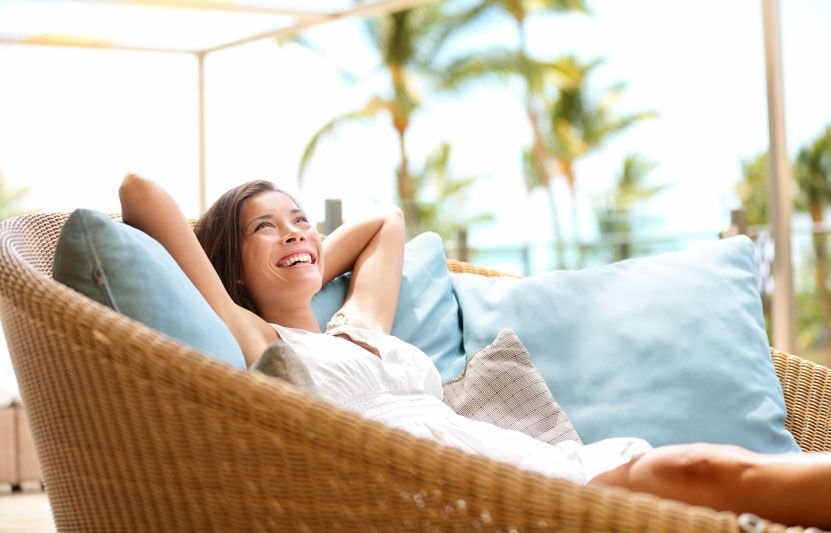 Person Lying in Chair Laughing